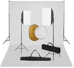 vidaXL Fotostudio-Set mit Softboxen, Hintergrundsystem und Reflektor