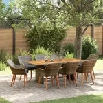 vidaXL 9-teilige Garten Essgruppe Grau Poly Rattan