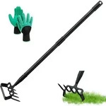Gartenhacke Steigb&uuml;gel Hacke 4-Zahn Spike Harke 170cm Edelstahl