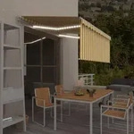 vidaXL Markise Manuell Einziehbar mit Rollo & LED 3,5x2,5m Gelb & Wei&szlig;