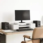 vidaXL Monitorst&auml;nder mit Stauraum Wei&szlig; 70x27x15 cm Holzwerkstoff