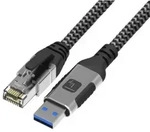 USB 3.0 Ethernet-Kabel, A/M zu RJ45/M, 1m -- 1 Gbit/s aktiv schwarz/silber...