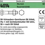 Sechskantschraube ISO 4014 Schaft/Mutter M12x 150 8.8 feuerverz. SB 50St.