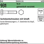 Sechskantschraube DIN 931 Schaft M18x 160 10.9 galv.verz. 25 St&uuml;ck