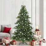 vidaXL K&uuml;nstlicher klappbarer Weihnachtsbaum Gr&uuml;n 210 cm PVC und Stahl