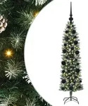 vidaXL K&uuml;nstlicher schlanker Weihnachtsbaum Gr&uuml;n und Wei&szlig; 120 cm
