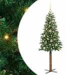 vidaXL Schlanker Weihnachtsbaum mit 150 LEDs mit St&auml;nder Gr&uuml;n 150 cm