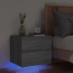 vidaXL Wand-Nachttisch mit LED-Leuchten Grau Sonoma