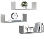 vidaXL Wandregale 3 Stk. Betongrau 58x18x18 cm Holzwerkstoff