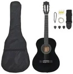 "vidaXL 8-tlg. Klassikgitarren-Set f&uuml;r Anf&auml;nger Schwarz 3/4 36""