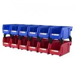 VEVOR 12er-Set Sichtlagerboxen Stapelboxen Stapelkisten Lagerk&auml;sten Blau/Rot