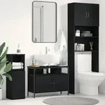 vidaXL Waschbeckenunterschrank Schwarz Eiche 80x30x60 cm Holzwerkstoff