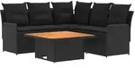 vidaXL M&ouml;belsets mit Kissen 4 pcs Schwarz PE-Rattan