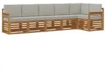 vidaXL Ecksofa Set 6 pcs Nat&uuml;rlich und Hellgrau Massivholz Akazie