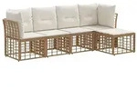 vidaXL Outdoor-Sofagarnitur mit Kissen 5 pcs Natur Polyester