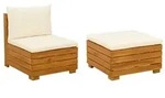 vidaXL Garten-Lounge-Set mit Kissen 2 St&uuml;ck Braun Massivholz Akazie