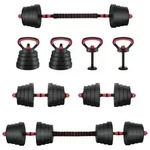 vidaXL 4-in-1 Kurzhantel Langhantel Kettlebell Set 30kg 30kg