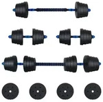 vidaXL 2-in-1 Hantelset 40kg Schwarz und Blau Zement und Eisensand