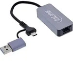 InLine&reg; USB 3.2 zu 5 Gb/s Netzwerk-Adapter, USB-C+USB-A Adapter zu RJ45 / Konverter