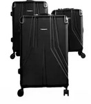 3 Tlg. Koffer-Set mit 4 R&auml;dern Hartschale mit Kantenschutz 360&deg; drehbar Schwarz