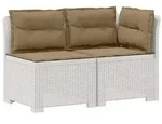 vidaXL 2-Sitzer Garten-Sofa mit Kissen Rattan-Look PP Wei&szlig;