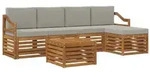 vidaXL Outdoor-Sofagarnitur mit Kissen 6 pcs Nat&uuml;rlich und Hellgrau