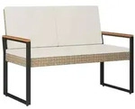 vidaXL Bank Outdoor Beige und Cremewei&szlig; 107 x 61 x 80 cm Poly-Rattan
