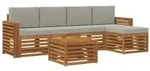 vidaXL Outdoor-Sofagarnitur mit Kissen 6 pcs Nat&uuml;rlich und Hellgrau