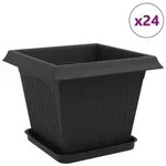 vidaXL Blument&ouml;pfe 24 pcs Schwarz 33 x 33 x 26 cm Kunststoff
