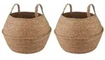 vidaXL Pflanzenk&uuml;bel mit Griffen 2 pcs Natur &Oslash; 32 x 32 cm 100% Seegras