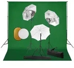 vidaXL Fotostudio-Set mit Lampen, Schirmen, Hintergrund & Reflektor