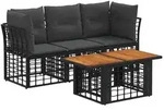 vidaXL Gartensofa-set 4 stk. Schwarz und Dunkelgrau Poly-Rattan