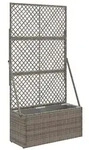 vidaXL Gartenpflanzer mit Gitter Grau 70 x 30 x 135 cm Poly-Rattan