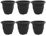vidaXL Runder Blumentopf 6 pcs Schwarz &Oslash; 30 x 25 cm Kunststoff