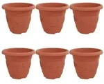 vidaXL Runder Blumentopf 6 pcs Ziegelrot &Oslash; 26 x 21,5 cm Kunststoff