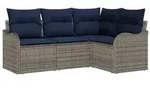 vidaXL Gartensofa-set Grau Poly-Rattan