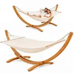 XXL H&auml;ngematte mit Holzgestell 325 cm - Outdoor Set f&uuml;r 2 Personen bis 150 kg