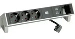 BACHMANN DESK2 3xCEE7/3 1x CM USB Charger A/C 22W, 0,2m GST18 INOX