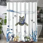 Duschvorhang Katzenschwimme 240x200cm Antischimmel Textil