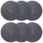 vidaXL Jute-Untersetzer 6 pcs Dunkelgrau &Oslash; 30 cm 100% Tossa-Jute