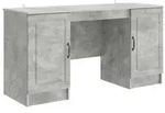 vidaXL Schreibtisch mit T&uuml;r Betongrau 142,5 x 50 x 75 cm Holzwerkstoff