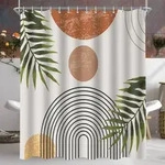 Duschvorhang 240x200cm Abdruck Bl&auml;tter Wasserabweisend Polyester mit