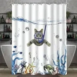 Duschvorhang Katzenschwimme 200x200cm Antibakteriell Wasserabweisend