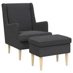 vidaXL Sessel mit Fu&szlig;hocker 2 stk. Dunkelgrau Boucl&eacute;