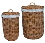 vidaXL W&auml;schekorb 2 pcs Braun Kubu Rattan