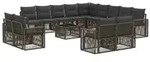 vidaXL Gartensofa-set 14 pcs Grau und Dunkelgrau Poly-Rattan