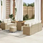 vidaXL 8-teiliges Garten Sofa Set mit Kissen Beige Poly Rattan Akazie