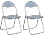 vidaXL Klappstuhl 2 pcs Grau 48 x 43,5 x 81 cm Kunstleder