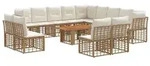vidaXL Gartensofa-set 14 stk. Nat&uuml;rlich und Cremwei&szlig; Poly-Rattan