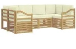 vidaXL Ecksofa Set mit Kissen 6 pcs Wei&szlig; und Creme Polyester